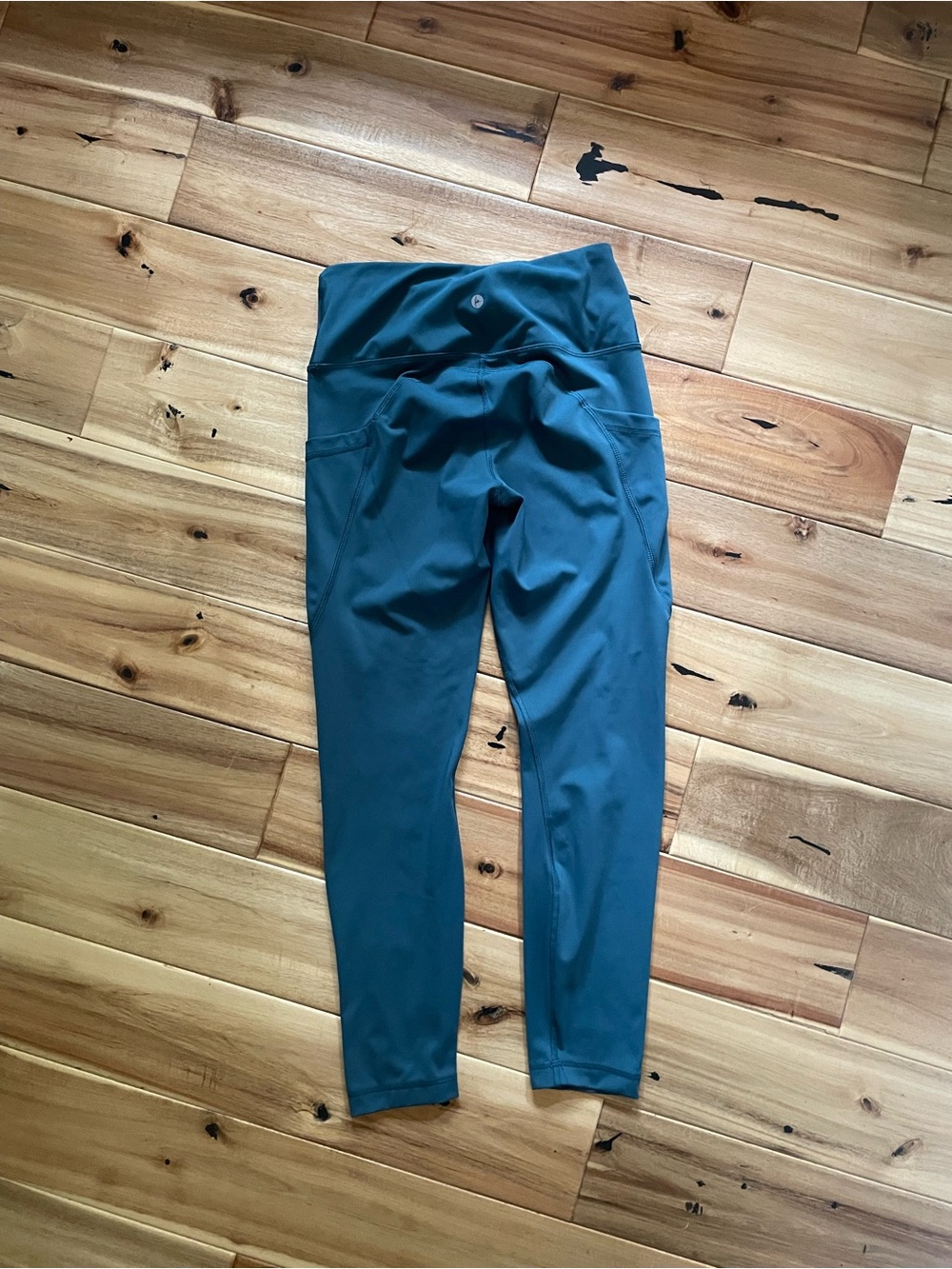 90 Degree By Reflex Teal Leggings with Logo Waistband - Picture 2 of 10
